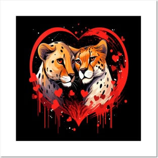 Cheetah Couple Valentine Posters and Art